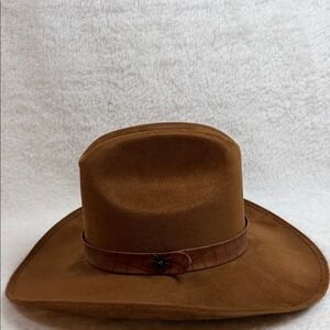 Hat Brown Wide Brim Felt Fedora (H047)